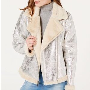Tommy Hilfiger Silver Faux Shearling Jacket